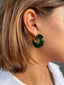 Green Coloured Loop Earring - Stainless Steel