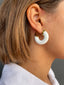 White Coloured Loop Earring - Stainless Steel